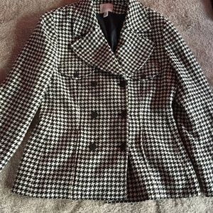 Anne Klein VINTAGE Houndstooth Jacket Size 8 Black and White